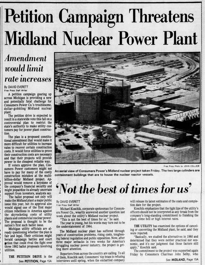 Midland Nuclear Power Plant (Cancelled) - Jan 1984 Opposition To Plant (newer photo)
